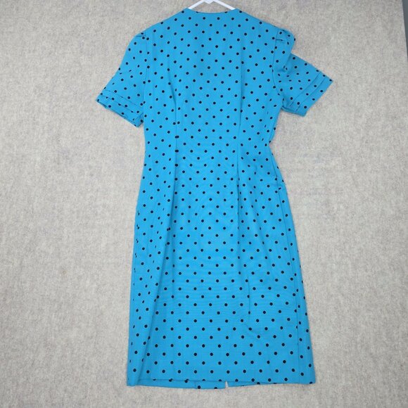 Peri Petites Button-Front Polkadot Dress Blue/Black Size 6 Polyester/Rayon - Picture 2 of 5